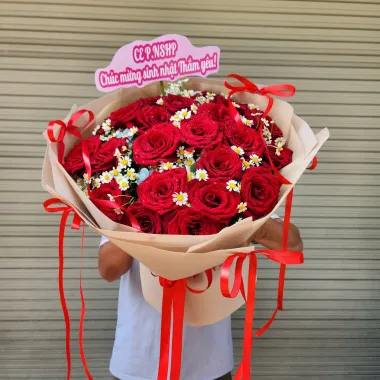 bó hoa đỏ đẹp 