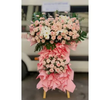 Kệ Hoa Khai Trương Tone Hồng Sang Trọng – Chúc Mừng Thành Công