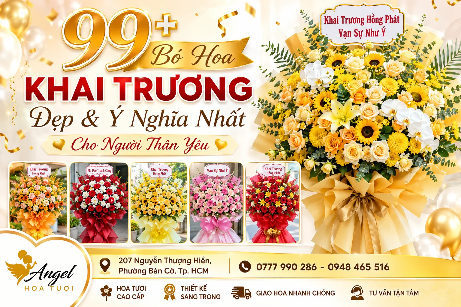 Lẵng hoa khai trương đẹp