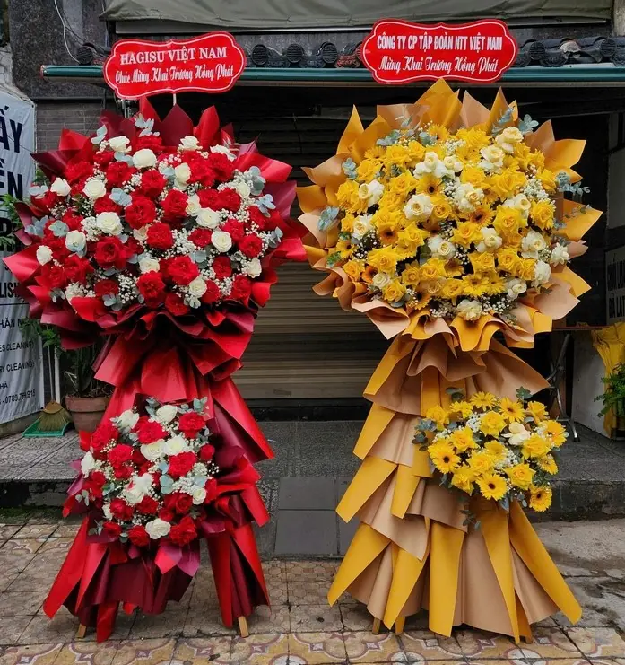 Kệ Hoa Khai Trương Tone Vàng Phường Bàn Cờ