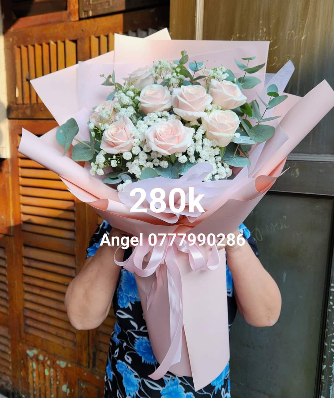 Bó hoa cúc mẫu đơn xanh dương 10 bông 