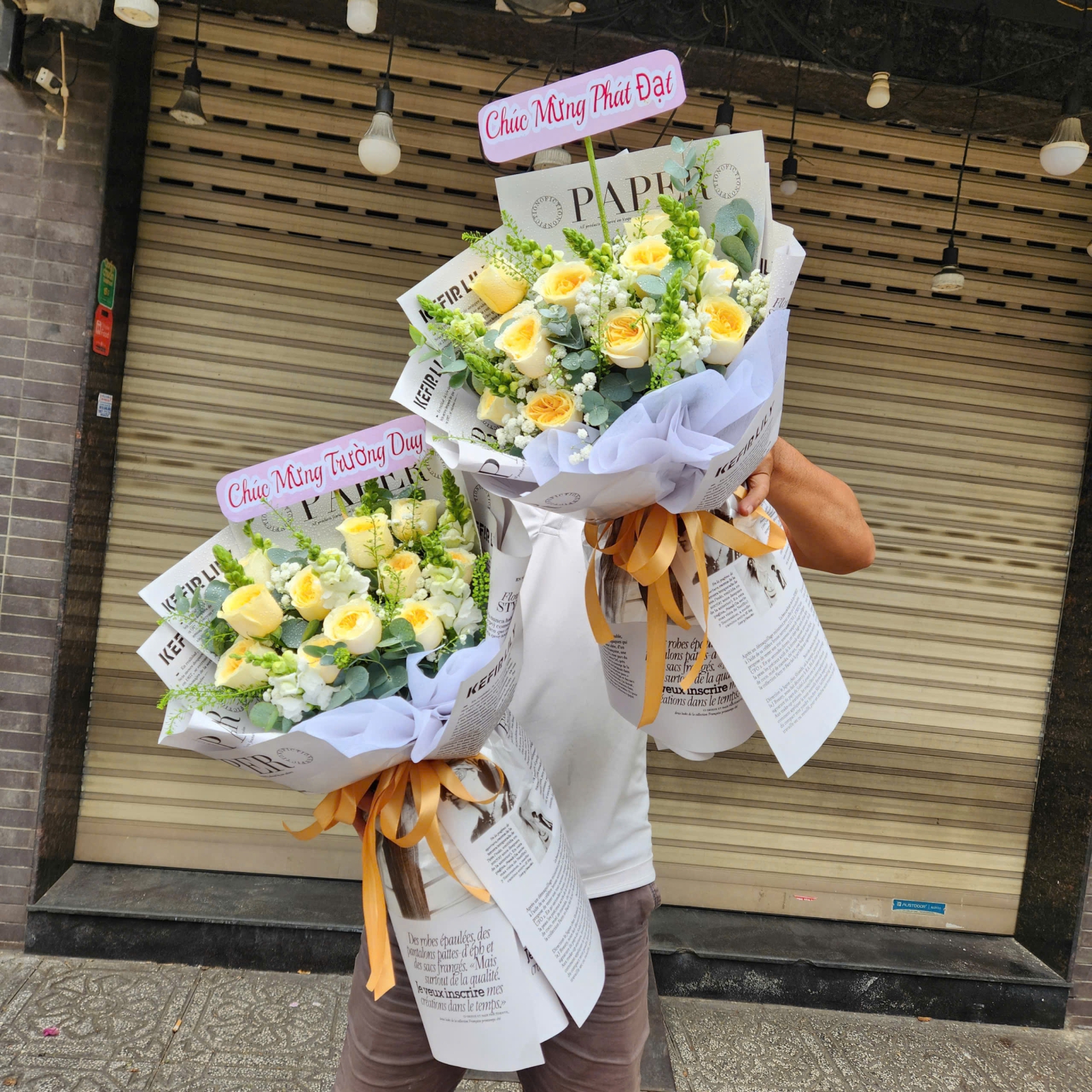 lẵng hoa khai trương màu hồng