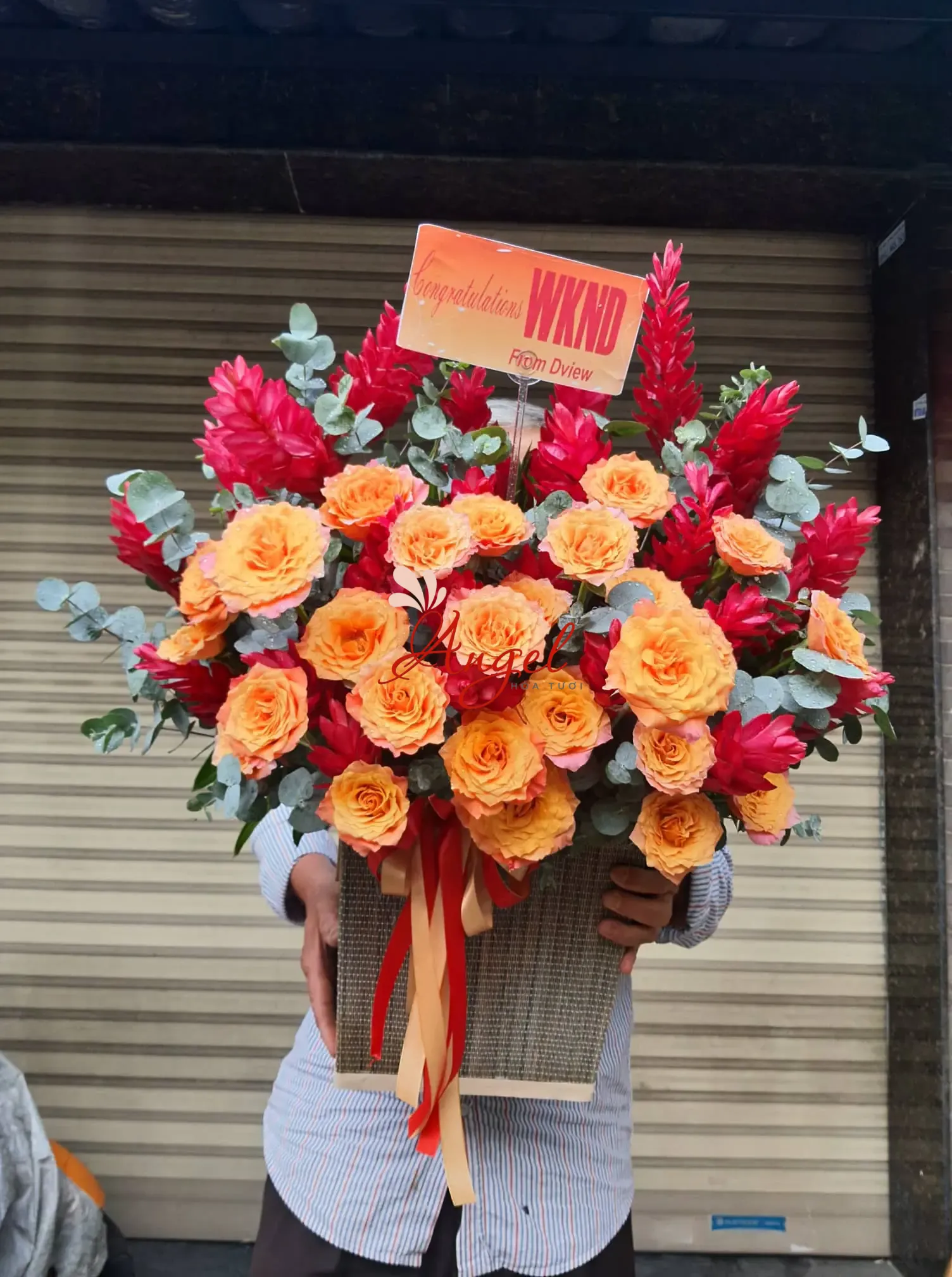 lẵng hoa khai trương hồng phát thịnh vượng