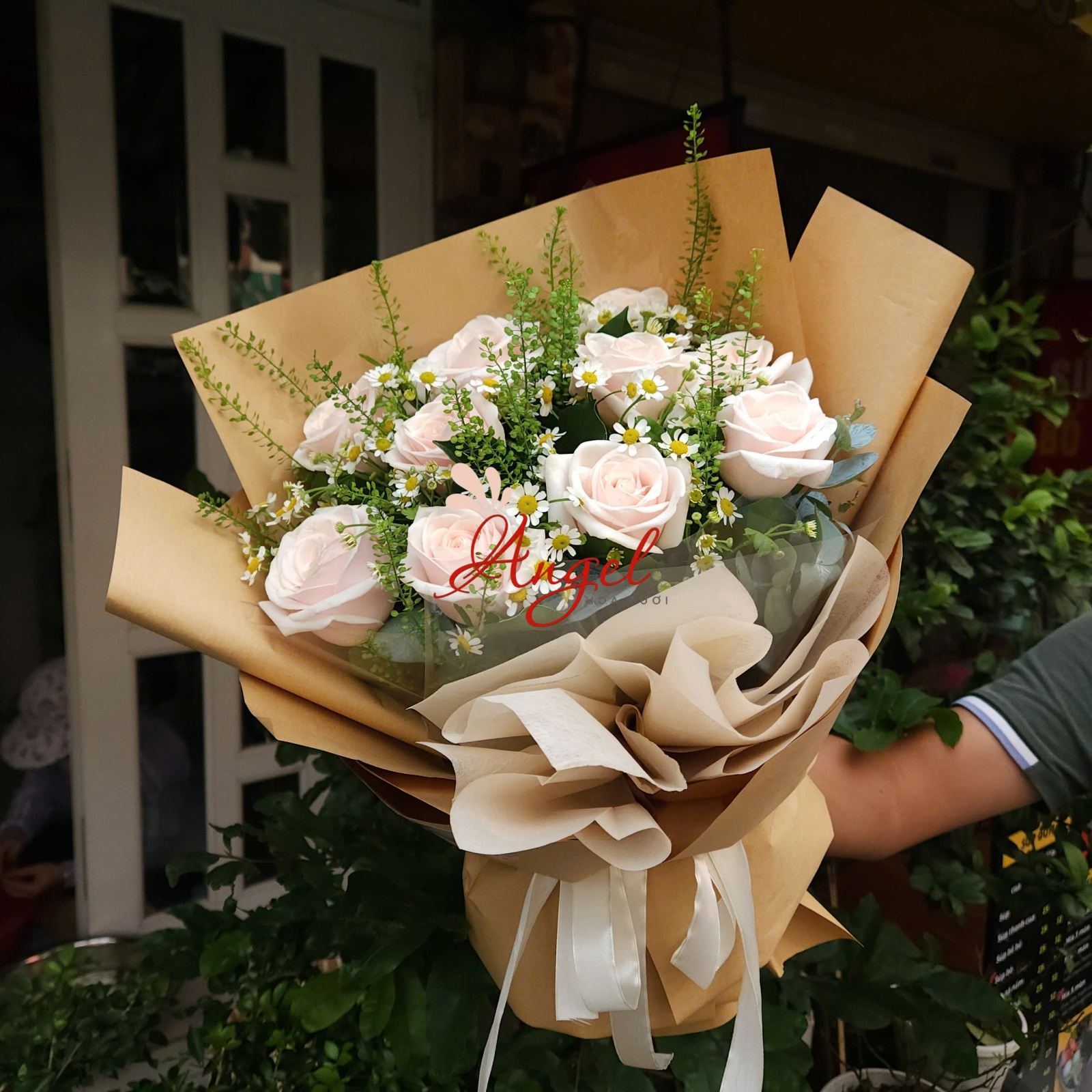 Bó hoa hồng kem cho sinh nhật