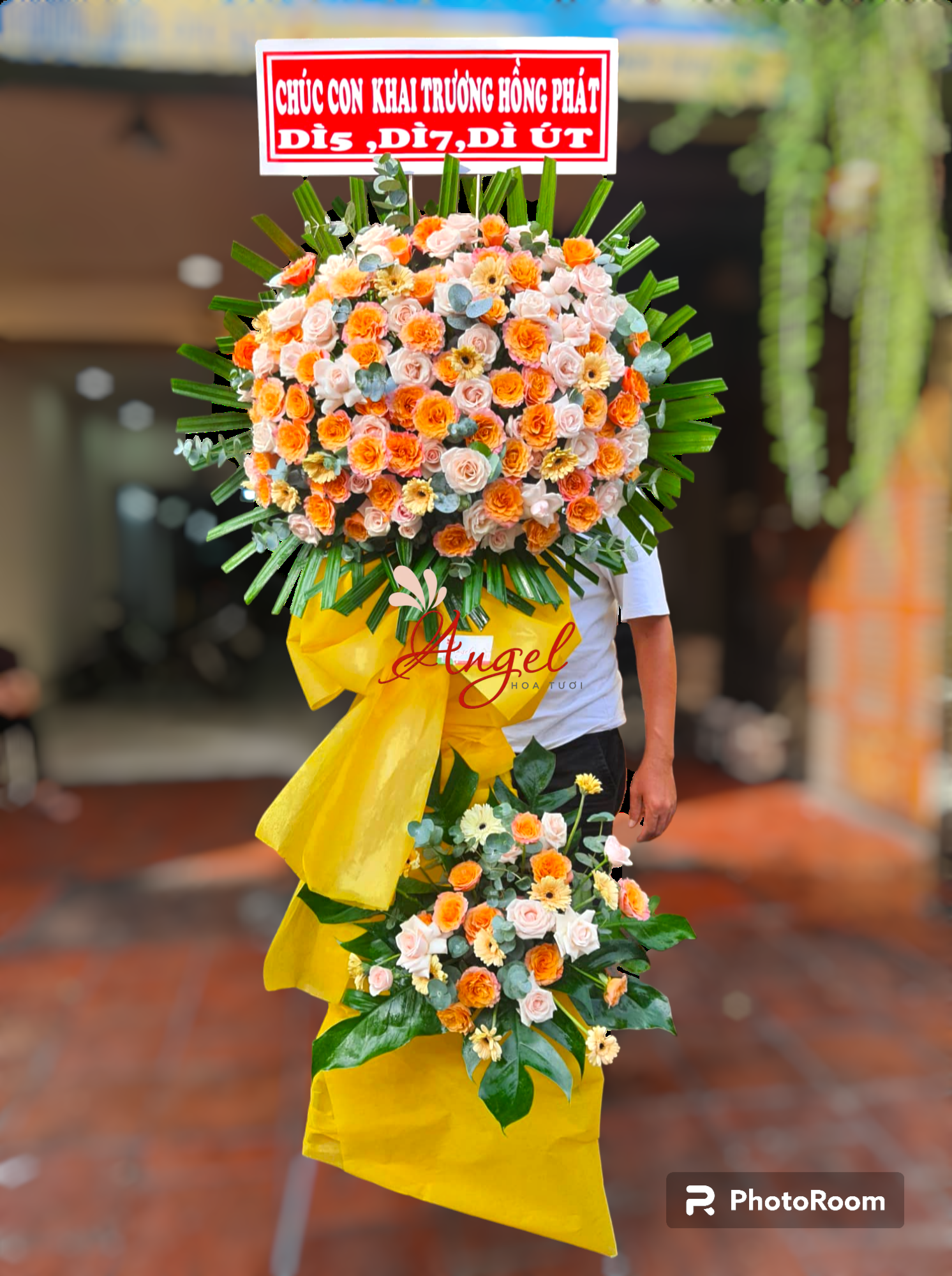 KỆ HOA KHAI TRƯƠNG TÔNG CAM RỰC RỠ