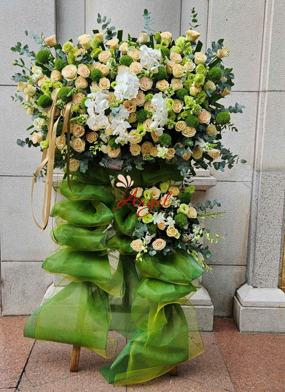 Kệ Hoa Đẹp Khai Trương Tone Xanh Lá